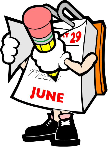 The cartoon depicts a character holding an open cardboard box with "June" written on it, revealing another smaller calendar inside labeled "Meet June."