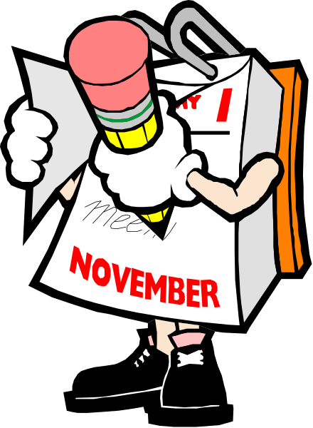 The cartoon depicts a character holding an open cardboard box with "November" written on it while standing next to another figure that appears to be writing in ink; both characters have exaggerated facial features typical of animated styles, and there is no background detail provided within this image snippet.