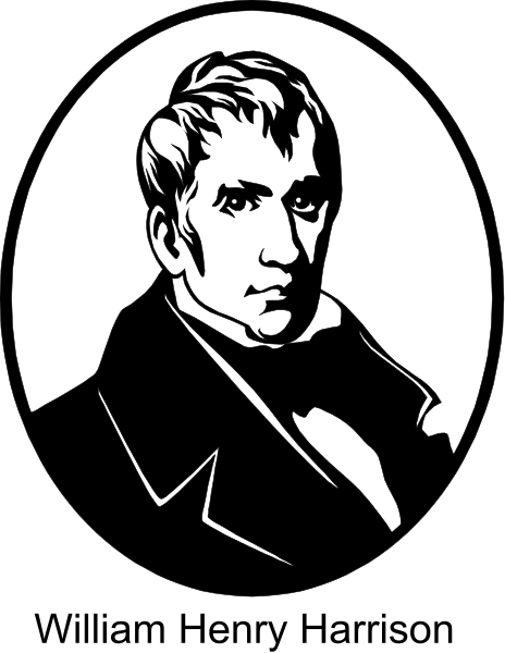 The black and white illustration features a man with dark hair wearing glasses, dressed formally in what appears to be 19th-century attire; he is depicted against an oval background that resembles paper currency. There's no text present on this image. This clip art seems suitable for use as part of historical or educational materials related to the era it represents. The man has a serious expression and appears contemplative, which might suggest his role in society at the time could be significant or influential.