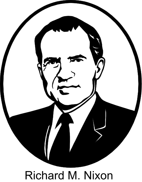 The black and white illustration features a man's face with text above him that reads "Gerald R Ford."