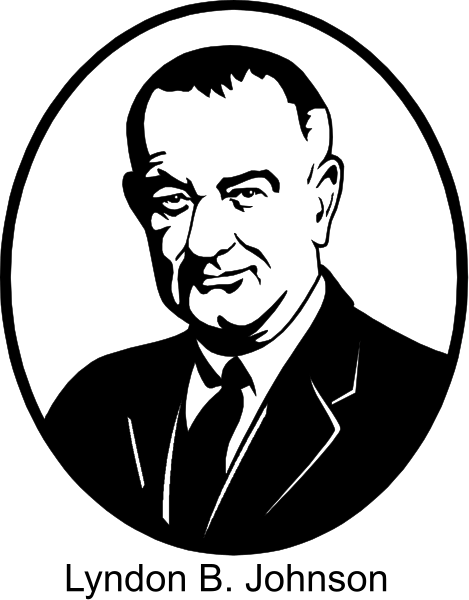 The black and white illustration features a man with glasses wearing a suit jacket standing behind a podium labeled "President."
