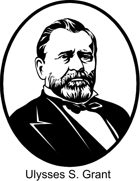 The black and white illustration features a man with facial hair wearing formal attire; he is depicted against an oval background that has lines radiating from him to create a sense of importance or prominence, suggesting this could be a portrait on display in some official capacity such as governmental office.