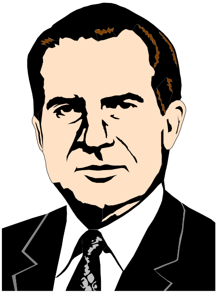 The black and white illustration shows a man with dark hair wearing glasses, dressed formally in what appears to be business attire including a suit jacket over an open shirt collar; he is looking directly at the viewer against a plain background that does not provide any additional context or setting details.