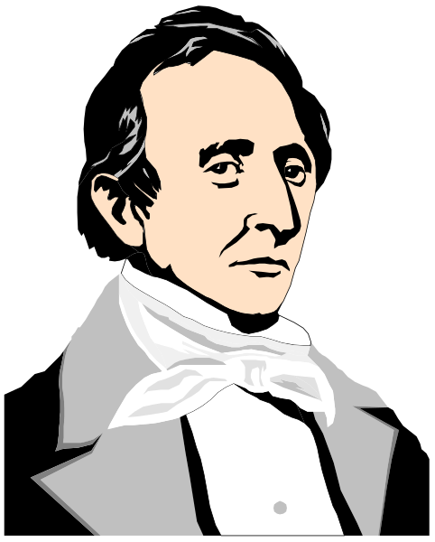 The black and white illustration features a man with dark hair wearing glasses, dressed formally in what appears to be 19th-century attire including a suit jacket without sleeves over his shirt collar, which is visible at the neckline of an open collared dress shirt. He has facial stubble that suggests he might have been middle aged or older during this time period when such styles were common for men in formal wear. The man's expression seems neutral and contemplative as he gazes directly ahead with a slight tilt to his head, giving him the appearance of being deep in thought