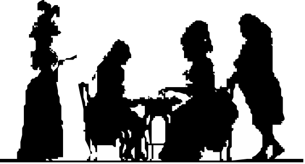 The image appears to be a low resolution black and white photo of an object that resembles a person standing next to another similar figure with their back turned towards us; both figures have what seems like arms extended outwards, but it's difficult to discern any specific details due to the quality.