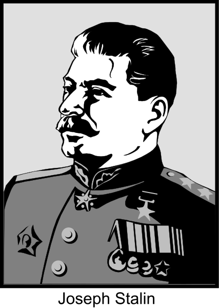 The black and white illustration features a man with facial hair wearing military attire including medals on his chest; he is depicted in profile facing left against an unadorned background.