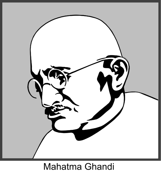 The black and white silhouette of a man with glasses looking to his right against an indistinct background.