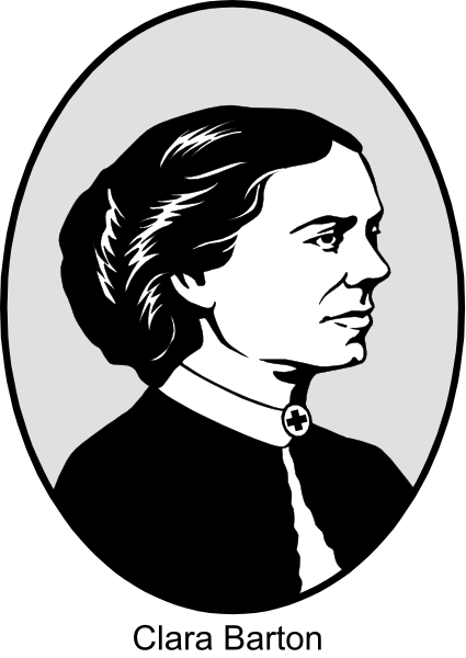 The black and white illustration shows a woman with dark hair wearing glasses; she is dressed formally in what appears to be an old-fashioned outfit including a tie visible at her neckline.