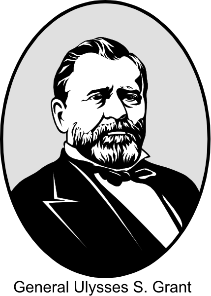 The black and white illustration shows a man with facial hair wearing formal attire; he is depicted against an oval background that resembles a portrait frame.