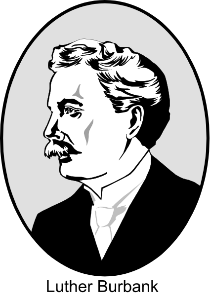 The black and white silhouette of a man with facial hair wearing formal attire is shown against an oval background in this clip-art image.