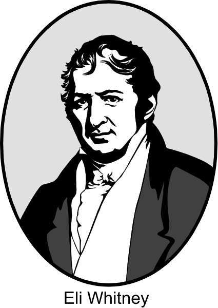 The black and white illustration shows a man with dark hair wearing glasses, dressed formally in what appears to be 19th-century attire; he is depicted against an oval background that resembles paper currency notes. There's no text or additional context provided within the image itself.
