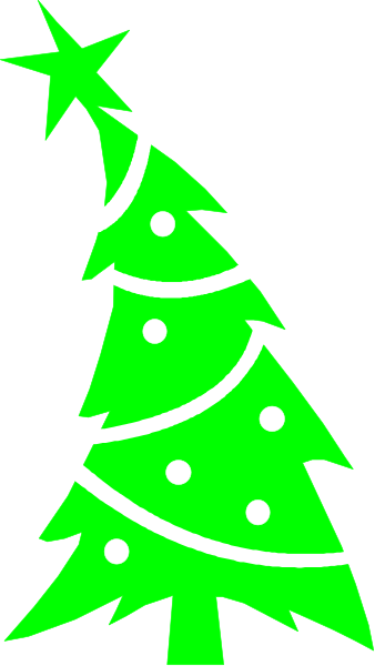 The image shows a Christmas tree with three tiers of lights against a dark background on the right side; it is stylized in black-and-white except for green highlights that suggest foliage at the bottom and top, giving an impression of depth to the tree's silhouette.