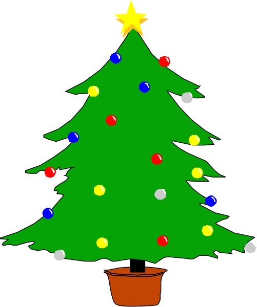 The picture shows a Christmas tree with colorful lights inside of it placed on top of what appears to be an orange cone in front of a gray background.