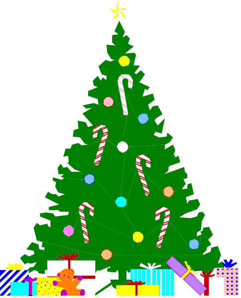 The image shows a Christmas tree with candy canes around it against a black background; there is no other content present to provide additional details about an action being taken by someone or something else in this scene.
