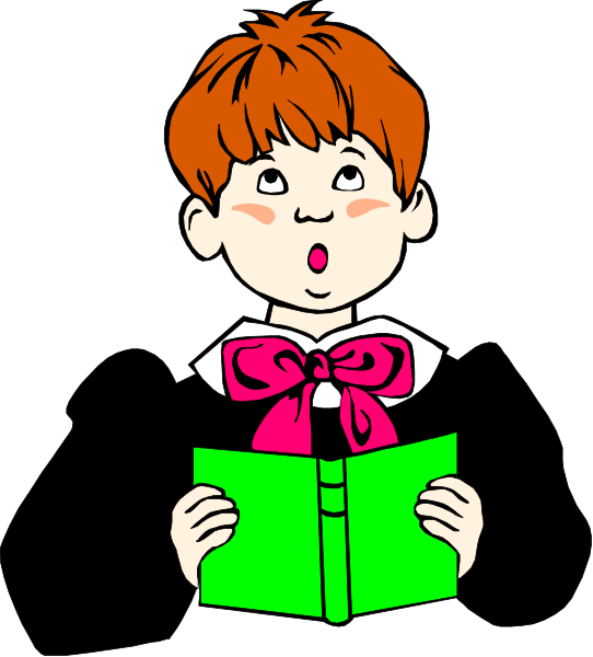 The image shows a cartoon of an animated boy with red hair holding a book open to read from it while wearing glasses on his head.