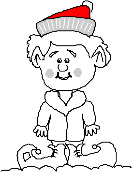 The image shows a black silhouette of Santa Claus's head with his hat on top against a white background in portrait orientation.
