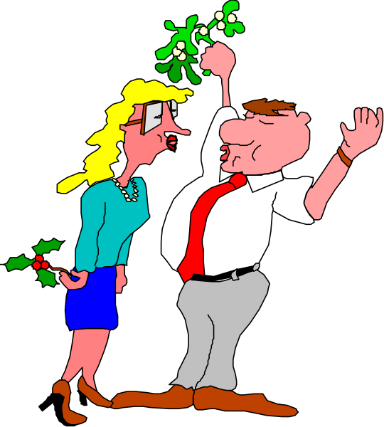 The cartoon shows a man holding flowers behind his back while talking to another person who is looking at him with surprise on their face; both characters appear surprised by something off-screen.