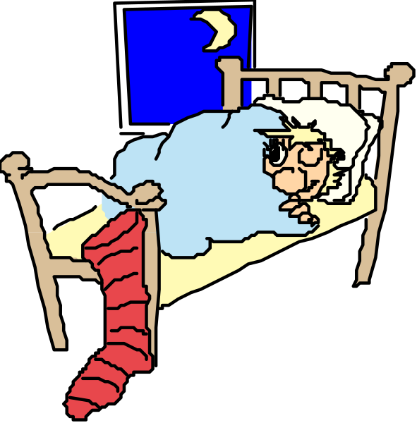 The images show a cartoon of an elderly man sleeping on his bed with red socks hanging off it at nighttime under two different scenarios: one where he is alone in the room and another showing him being visited by three mice, each holding something that could be mistaken for food or drink items (a sandwich, a cupcake, and what appears to be an ice cream cone).