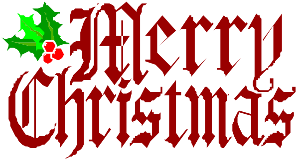The image shows a Christmas greeting with text that reads "merry christmas" above an illustration of mistletoe on either side, all set against a red background at the bottom is another line of text reading "christmas".