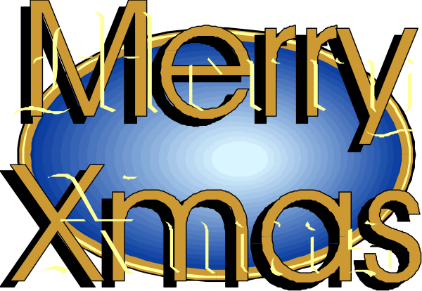 The image features a graphic with text that reads "merry christmas" at top and "xmas" below it in stylized fonts against a blue background; there is also an animated effect of light rays emanating from behind the word, giving off a festive atmosphere.