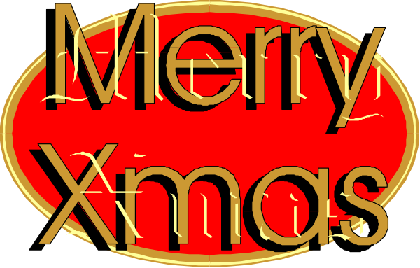 The image displays a holiday greeting with text that reads "Merry Christmas" overlaid on an illustration of two red circles resembling candles inside what appears to be a gold-colored oval, which is likely intended as a decorative element or logo for festive occasions such as the one depicted.