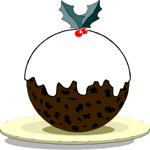 The illustration shows two plates with a chocolate cake topped with white frosting and red cherries on each plate; one of them has an additional decorative element resembling holly leaves in green, while another is adorned by mistletoe sprigs at the top right corner.