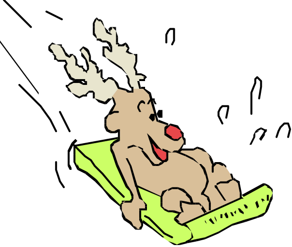 The cartoon depicts a reclining dog with antlers sitting on an open umbrella that is lying flat in front of it.