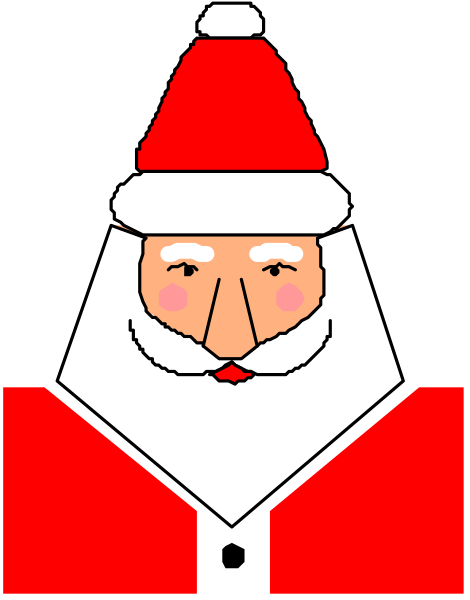 The image shows a stylized representation of Santa Claus with his face obscured by what appears to be an overlay pattern resembling snowflakes in red against a black background.