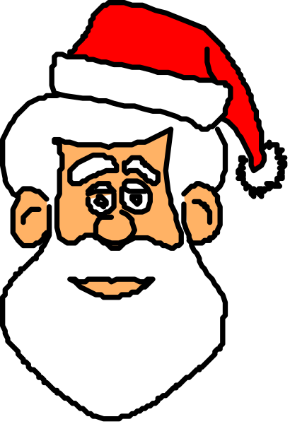 The image shows a cartoon character wearing a Santa hat with white fur trim around it against a black background.