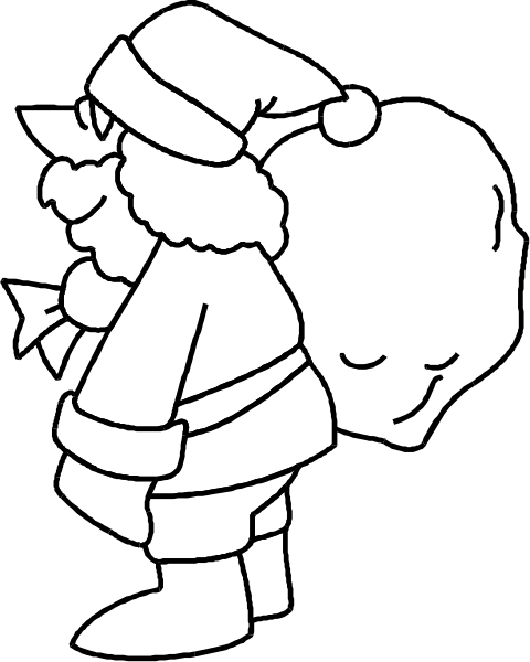 The black and white cartoon depicts Santa Claus carrying a sack over his shoulder while standing on top of what appears to be an iceberg with water below it.