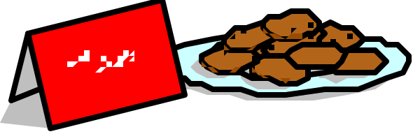 The image shows a banner with two plates of food on it: chicken wings to the left and what appears to be fried fish fillets in batter to the right; there is also an item that looks like a red flag, possibly indicating some sort of warning or cautionary message about one of these foods.