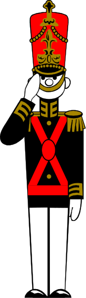 The image shows a black and white illustration of an officer's uniform with red accents on what appears to be a gray background; it is stylized in clip-art form without any additional context provided by surrounding elements, such as setting or action taking place within this frame.