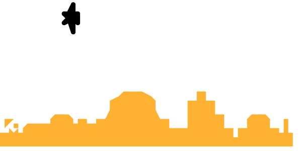 The image shows a pixelated representation of an orange train on tracks with hills behind it against a gray sky background.