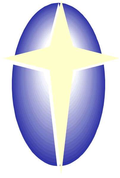 The image shows a stylized graphic of an oval with two lines radiating from it to form what appears to be a cross-like shape in white on top against a dark background; there is no text present, and the focus seems to be solely on this symbolic representation without any additional context or elements.