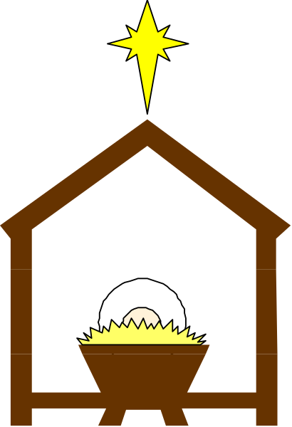The image shows a cartoon depiction of an outdoor scene with a brown church building featuring a steeple topped by what appears to be a cross on top center; in front is a large white starburst shape, and below it sits a small basket containing something that looks like bread or pastry. To the right side stands a tall wooden structure resembling an oven door with flames coming out of its opening, suggesting baking activity inside. The background shows night sky filled with stars above; there is no text present in this image.
