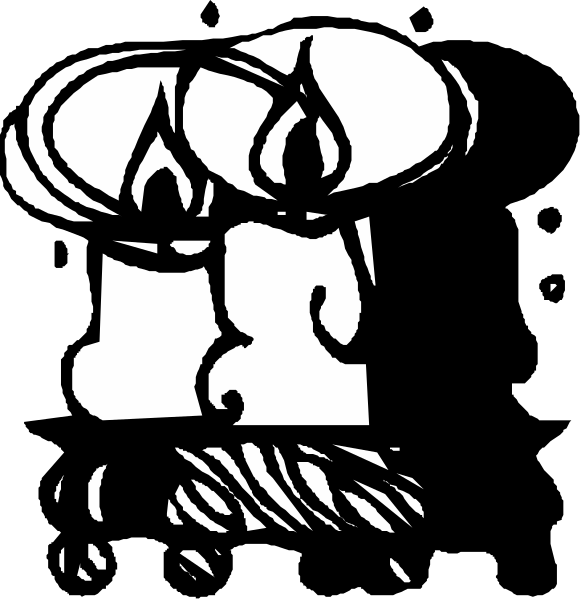 The black and white images show a candle with two wicks being lit by flames at both ends; it's placed on what appears to be an altar-like structure in one image and is surrounded by candles of varying sizes, shapes, and designs in another.