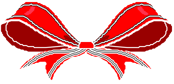 The image shows a red bow with two smaller bows on either side of it against a white background.