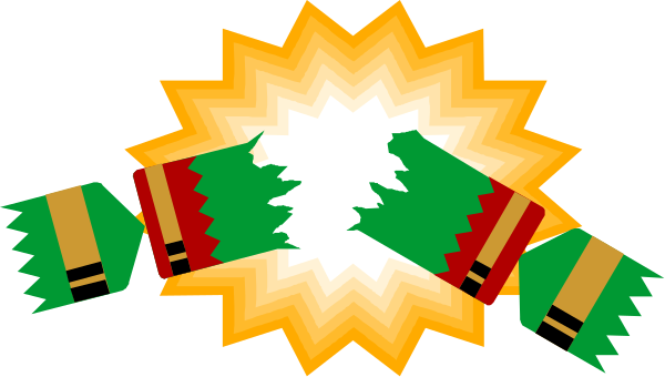 The image shows a pixelated explosion with three cartoonish characters on either side of it; two appear to be wearing red hats while one is in green attire.
