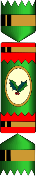 The image shows a Christmas stocking with candy canes hanging from it against a gray background.