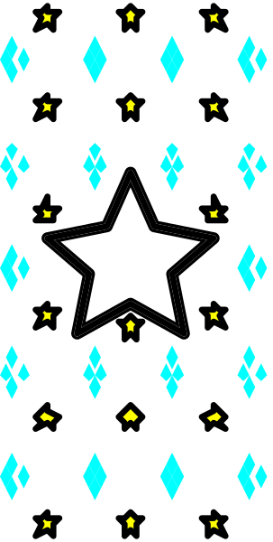 The image shows a digital graphic with two panels: on top, there's an intricate pattern resembling stained glass; below it is another panel featuring what appears to be pixelated stars against a dark background.