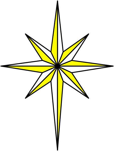 The image shows a black star with yellow points against a gray background on the left side of an American flag patterned across its width in shades of blue and white.