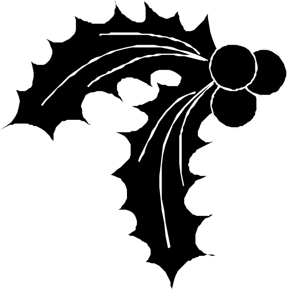 The black and white illustration shows a stylized depiction of an abstract plant with three leaves on top against a dark background; there is no text present in this image.