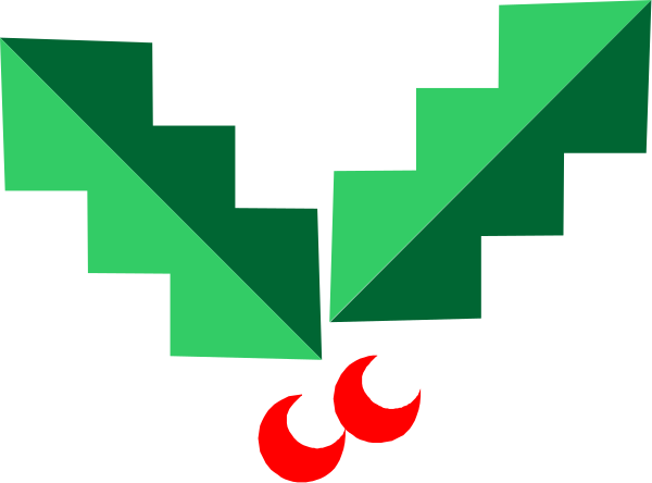 The image shows a pixelated green plant with red leaves on it against a gray background.