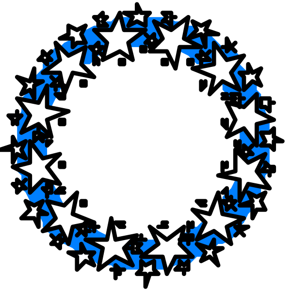 The image shows a circular pattern with blue lines forming concentric circles around what appears to be an empty center on a black background.