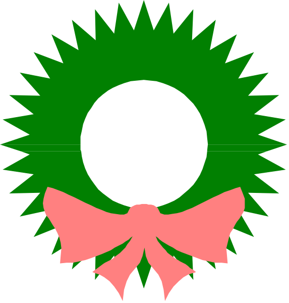 The image shows two Christmas wreaths with a bow on top of each other against different backgrounds; there is no text present in this clip-art image.