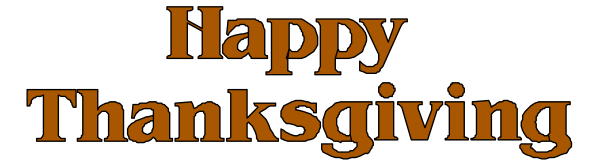 The image shows a greeting card with text that says "Happy Thanksgiving" on it against an orange background at top of white space where there is no visible content; this suggests that something should be placed here, possibly for personalization before sending out as a holiday message or decoration.