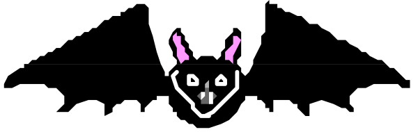 The image shows a gray background with two cartoon characters: on top left is an alien creature resembling E.T., colored in shades of purple; below it to its right stands another character that appears as a black silhouette against white, possibly representing a ghost or superhero figure due to the cape and mask-like features.
