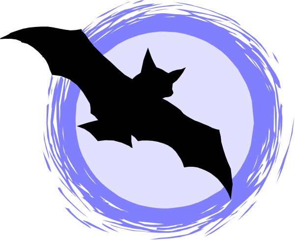 The image shows a stylized bat with wings inside an oval circle on what appears to be paper.