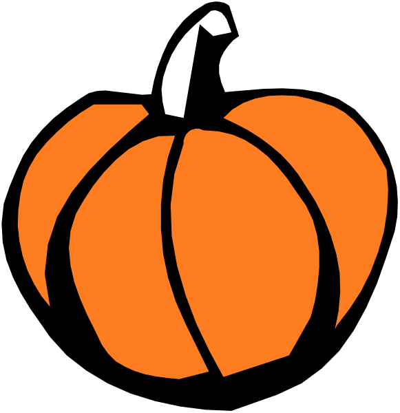 The image shows a simple black silhouette of an orange pumpkin with two cut lines on either side at its top, resembling eyesight glasses, against a white background.