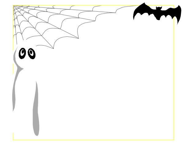 The image shows a cartoon of two ghosts standing next to each other with spider webs around them against an empty black background; there is no text present in this clip-art illustration.